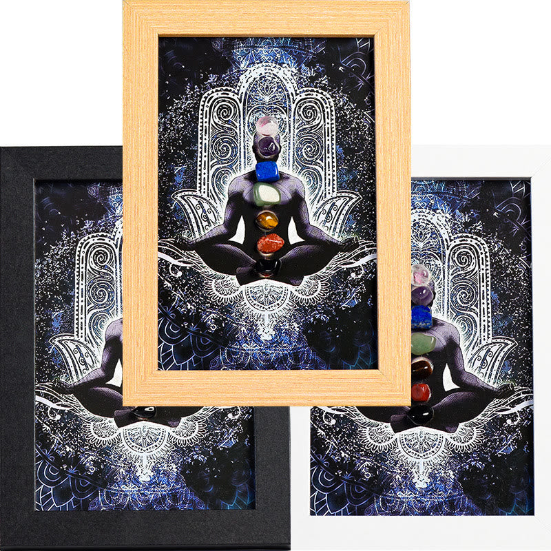 Olivenorma Yoga Meditation Posture Chakra Stone Photo Frame Decoration - Yoga Meditation & Chakra#7 - Wooden Photo Frame - image 9