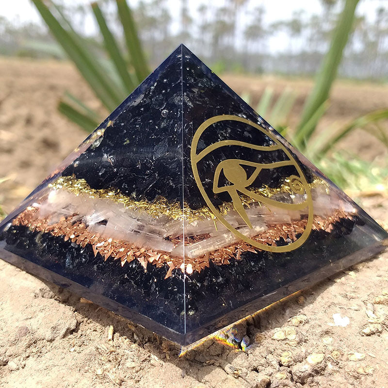Olivenorma Obsidian Eye Of Horus Protection Orgone Pyramid - image 3