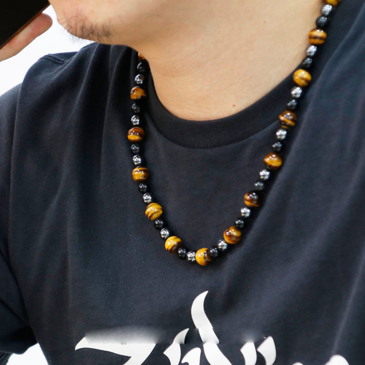 Olivenorma Healing Crystal Obsidian Tiger Eye Hematite Beads Necklace - image 2
