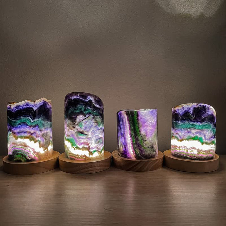 Olivenorma Natural Fluorite Cylinder Crystal Lamp - 4.33"-5.91"(11-15cm) - image 0