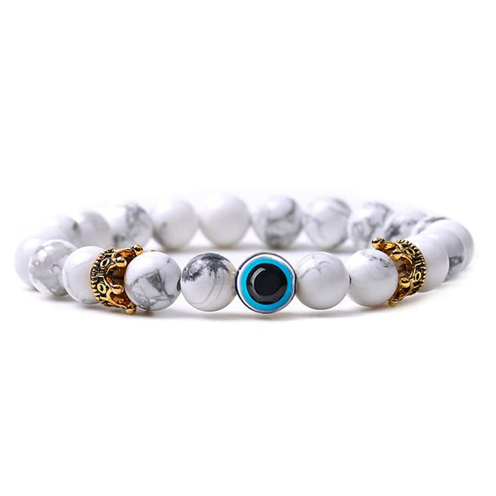 Natural Stone With Evil Eye Protection Bracelet - White Turquoise - image 0