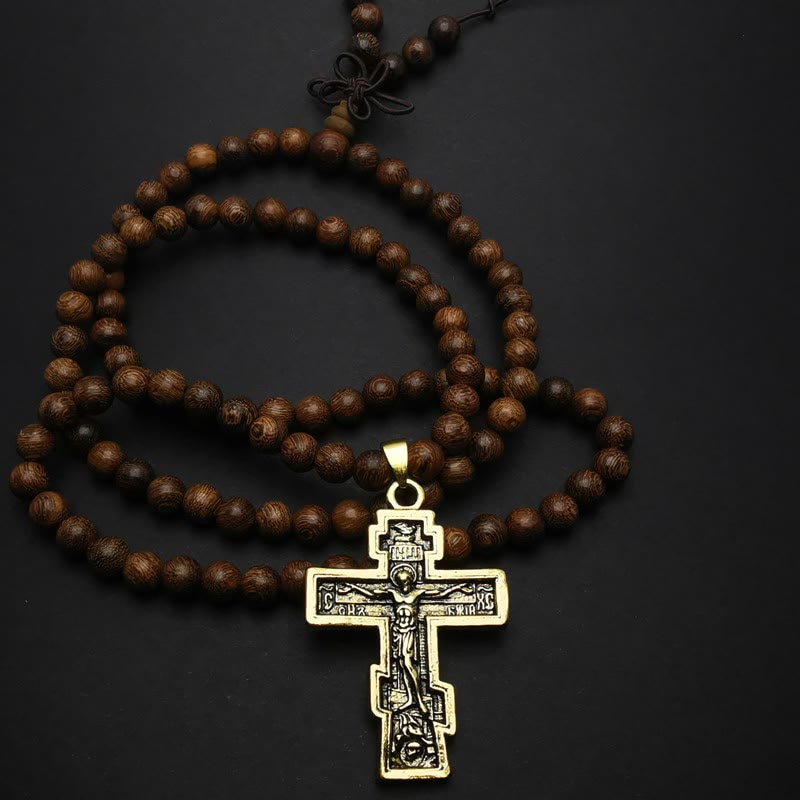 Olivenorma Cross Pendant Wooden Beads Rosary Necklace - John Wick - image 0