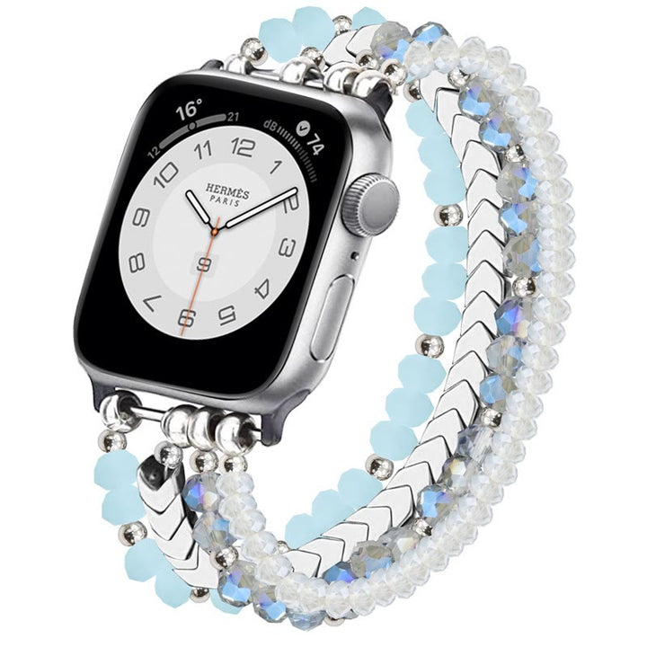 Olivenorma Alloy Arrow Crystal Beaded Watch Strap Bracelet - Blue Silver - 42-45mm - image 14