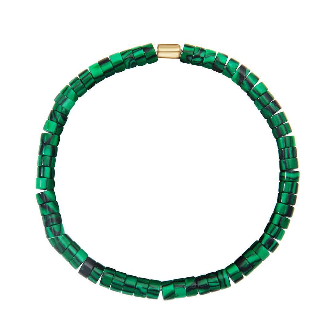 Olivenorma Bohemian Ethnic Style Natural Stone Open Bracelet - Malachite - image 3