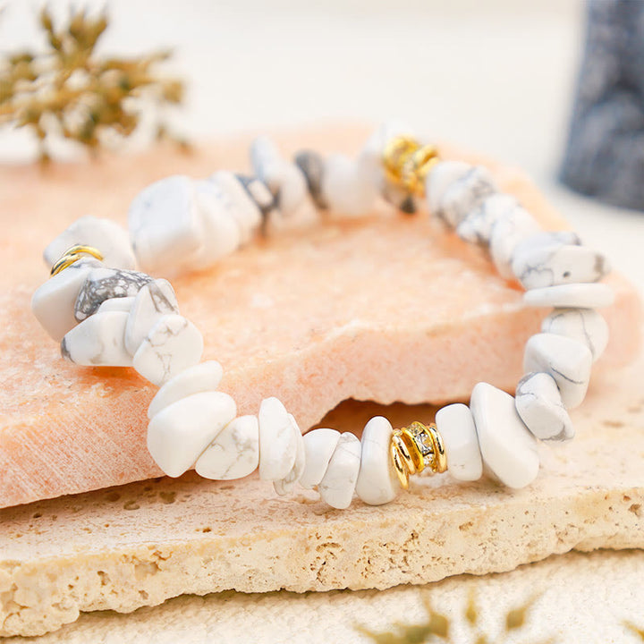 Olivenorma Irregular Stone Crystal Crushed Beads Bracelet - White Turquoise - image 0