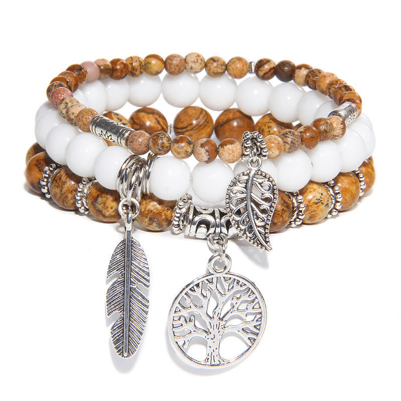 Olivenorma "Nature's Healing Moments" Picture Jasper Tree Of Life 3 Pieces Bracelet Set  - Picture Jasper - image 0