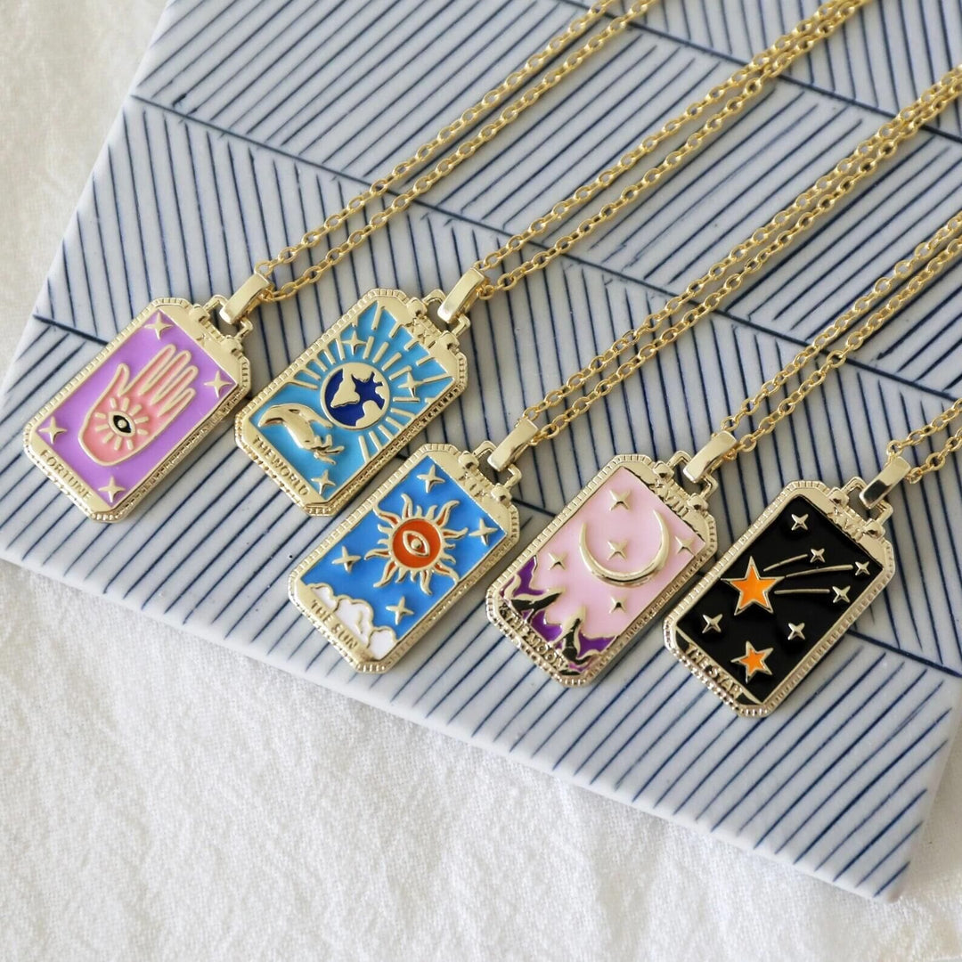 Olivenorma Retro Tarot Card Element Oil Drop Necklace - image 8