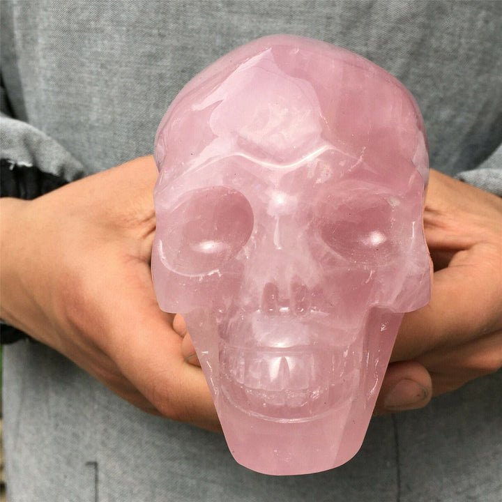 Olivenorma Natural Rose Quartz Crystal Skull Decoration - Rose Quartz - image 0