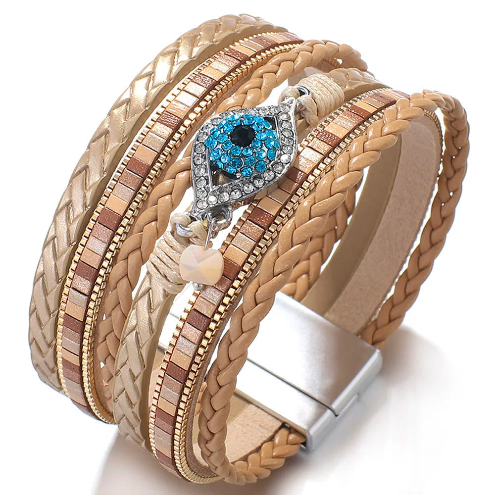 Olivenorma White Zircon Paraiba Tourmaline Evil Eye Bracelet - image 5