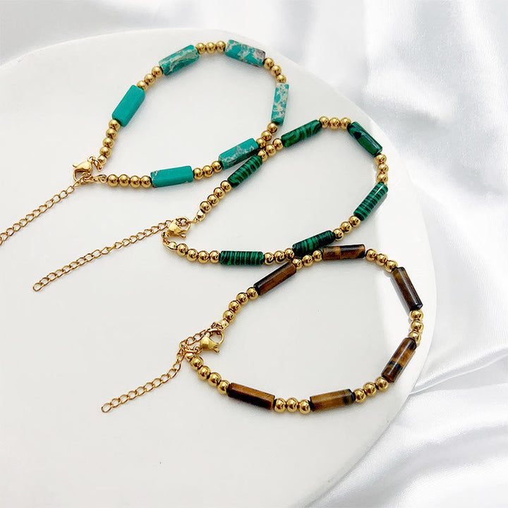 Olivenorma Rectangle Natural Stone Tube Beads Beaded Bracelet - image 0