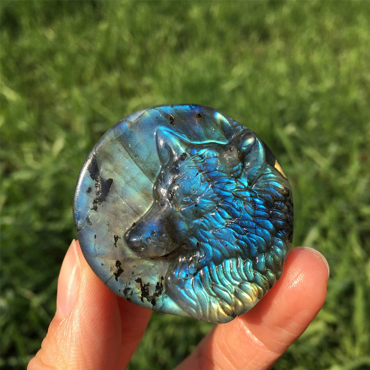 Olivenorma Natural Labradorite Wlof Totem Gemstone Decoration - image 4