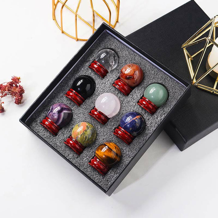 Olivenorma 9pcs Natural Crystal Balls Gemstone Crystal Set - Crystal Set - image 0
