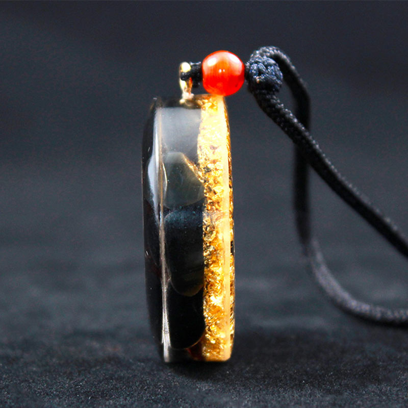 Olivenorma Obsidian Metatron'S Cube Symbol Necklace - image 2