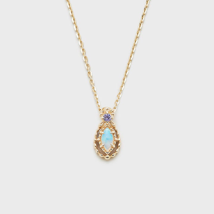 Olivenorma Natural Opal Violet Lace Necklace Earrings Ring - Necklace - 43cm - image 2