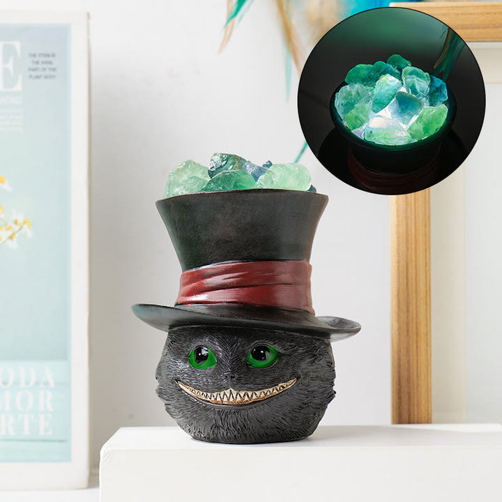 Olivenorma Natural Fluorite Hat Black Cat Crystal Lamp - Green Fluorite - image 1
