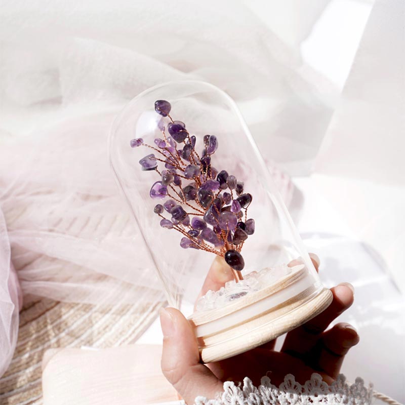 Olivenorma Christmas Tree Crystal Stone Night Light Decoration - Charoite - image 4