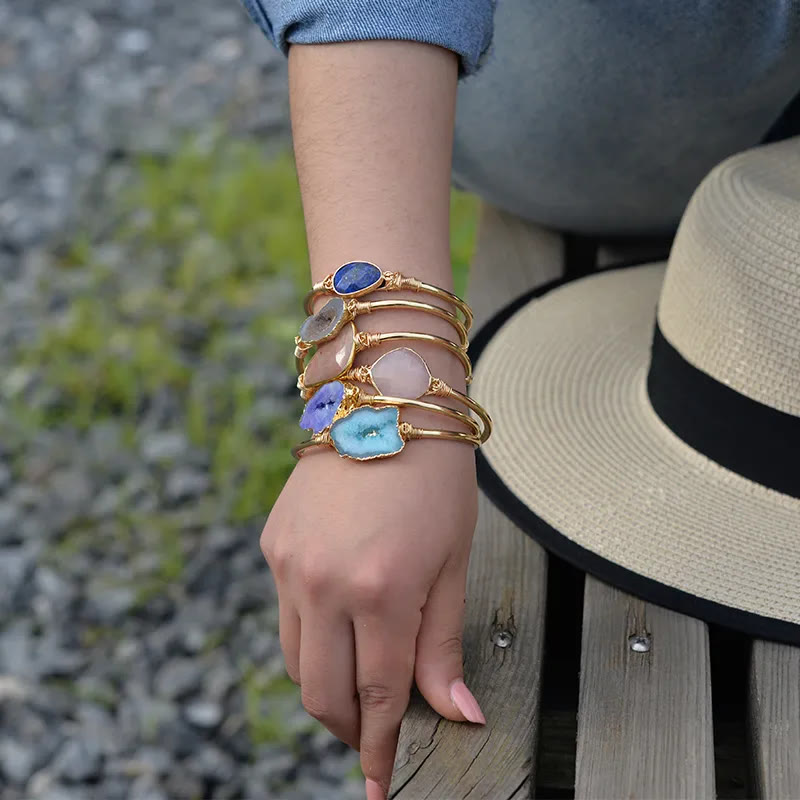 Olivenorma Natural Stone Irregular Agate Cluster Winding Handmade Bracelet - image 0