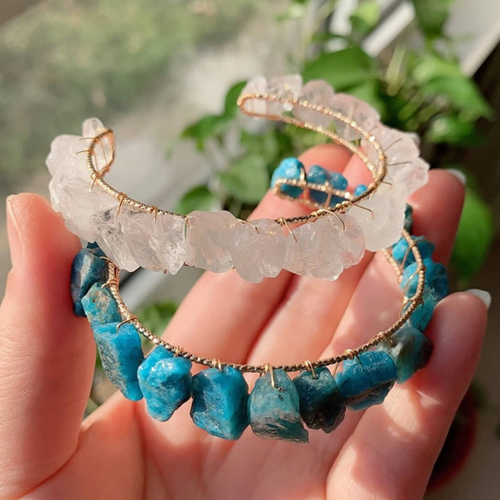 Olivenorma Natural Crystal Gravel Beads Wire Wound Bracelet - image 0