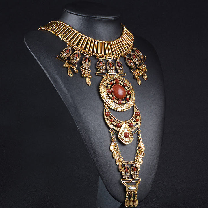 Olivenorma Bohemian Gem-Set Body Chain Necklace - Red Agate - image 9