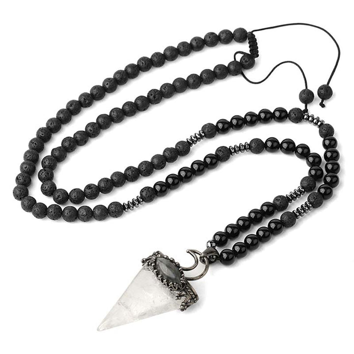 Olivenorma Natural Stone Prismatic Meditation Beaded Necklace - Clear Crystal - image 13
