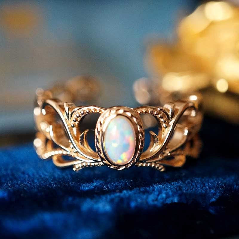 Olivenorma Opal Vintage Open Adjustable Gold Ring - Opal - image 0
