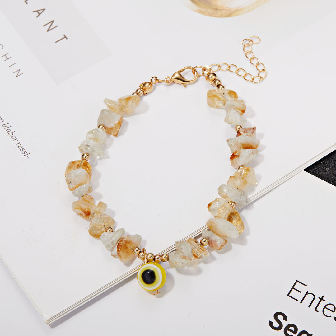 Olivenorma Natural Crystal Gravel Evil Eye Pendant Bracelet - image 22