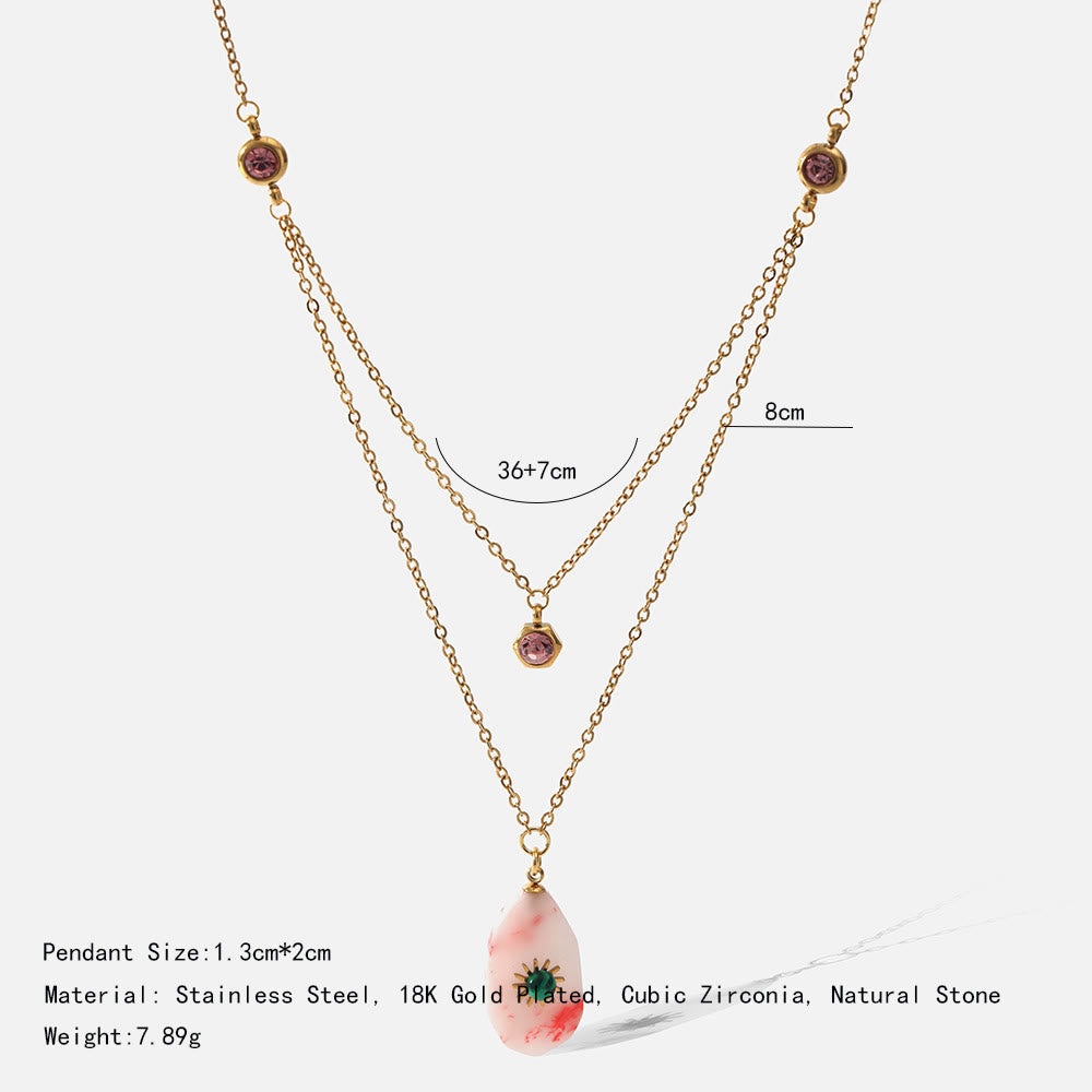 Olivenorma Rhodochrosite Zirconia Double Panel Necklace - image 5
