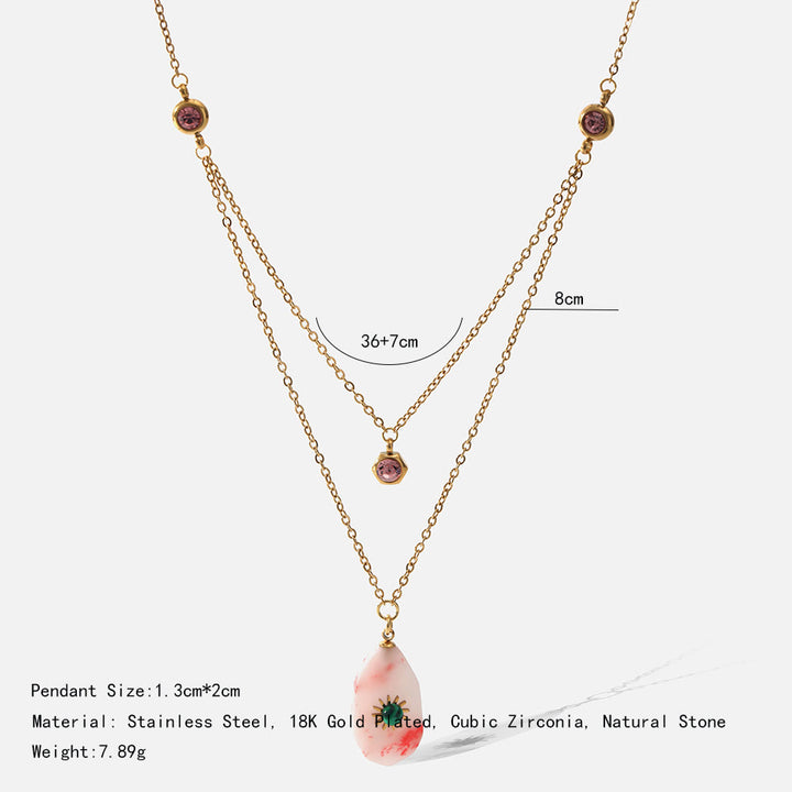 Olivenorma Rhodochrosite Zirconia Double Panel Necklace - image 5