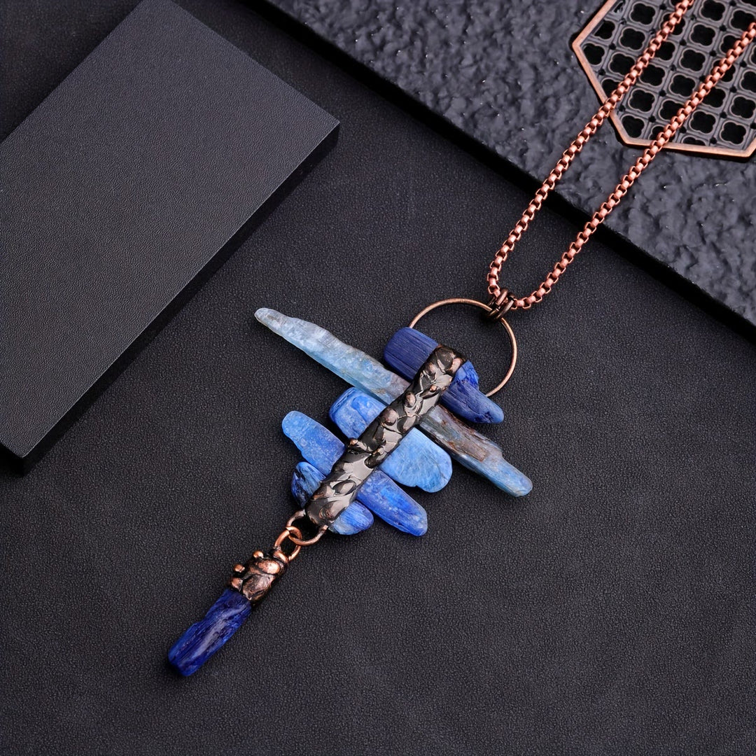 Olivenorma Irregular Kyanite Original Stone Six Link Tassel Necklace - image 4