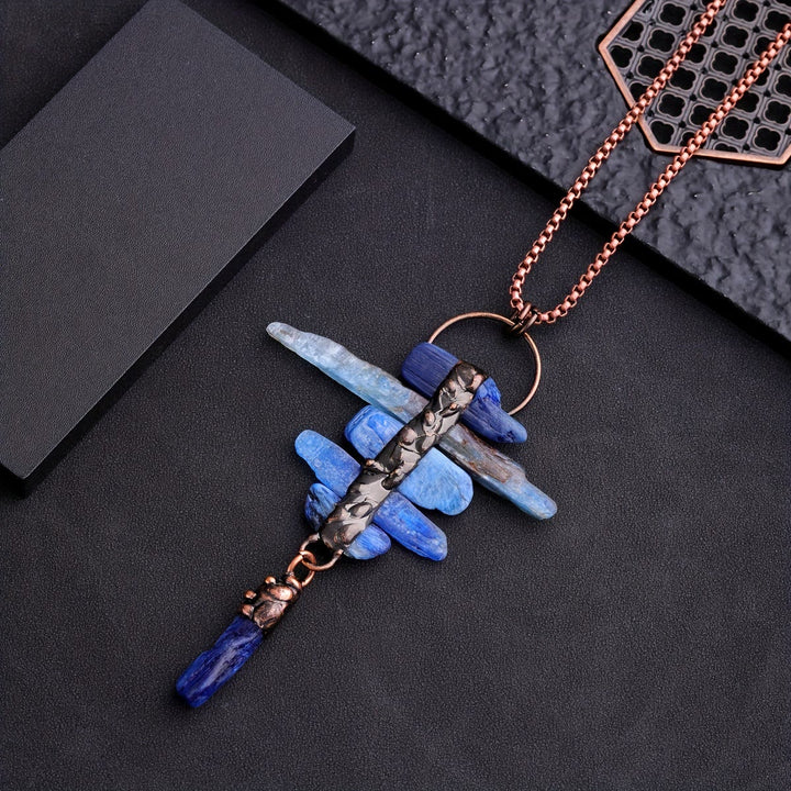 Olivenorma Irregular Kyanite Original Stone Six Link Tassel Necklace - image 4