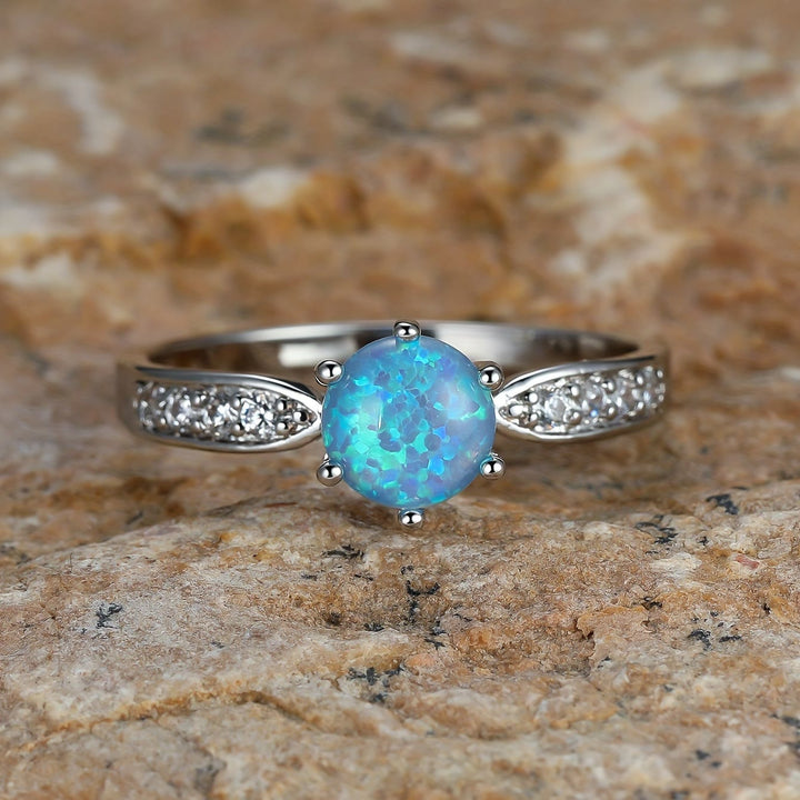 Olivenorma Six Claws Round Opal Edge Band Ring - image 8