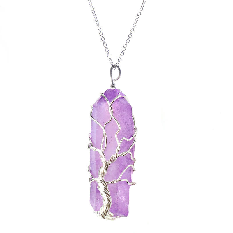 Olivenorma"Life Energy" - Tree of Life Crystal Necklace - Silver - Amethyst - image 8