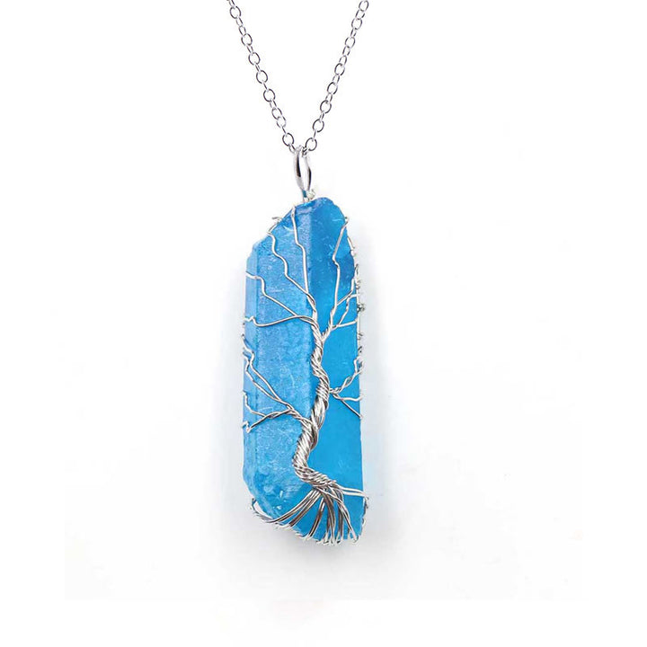 Olivenorma"Life Energy" - Tree of Life Crystal Necklace - Silver - Aquamarine - image 11