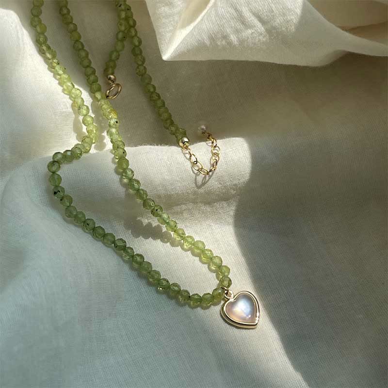 Olivenorma Natural Crystal Metal Plate Pendant Necklace - Peridot - image 3