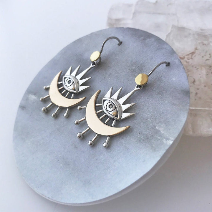Olivenorma Evil Eye Earrings With Crescent Moon Rays Earrings - Evil Eye - image 0