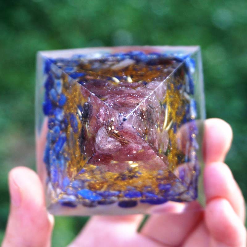 Olivenorma Lapis Lazuli With Strawberry Quartz Tree Of Life Orgone Pyramid - image 3