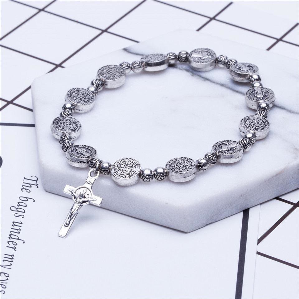 Olivenorma Golden Silver Color Jesus Christianity Cross Bracelet - image 5