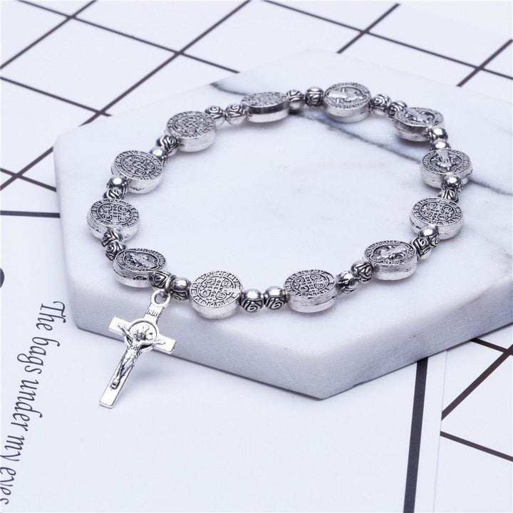 Olivenorma Golden Silver Color Jesus Christianity Cross Bracelet - image 5
