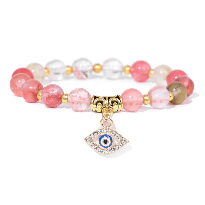 Olivenorma Natural Stone Beaded Evil Eye Pendant Bracelet - Red Smelting Quartz - image 48