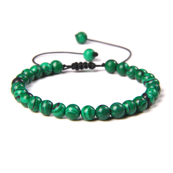 Olivenorma Natural 6mm Stone Beads Braided Wrap Bracelet - Malachite - image 39