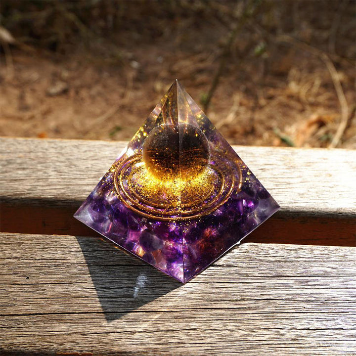 Olivenorma Smoky Quartz Ball with Amethyst Orgone Pyramid - image 3