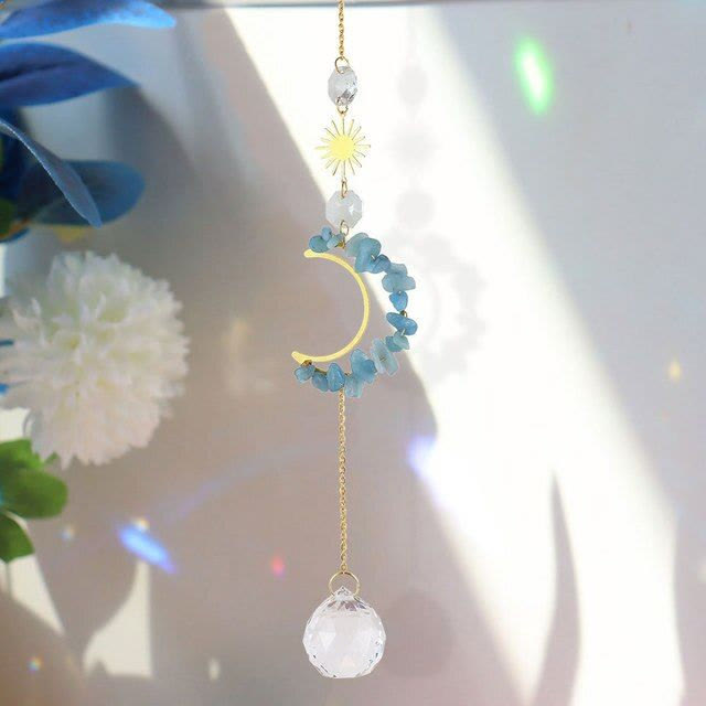 Olivenorma Moon Suncatcher Wall Hanging Wind Chime - Aquamarine - image 12