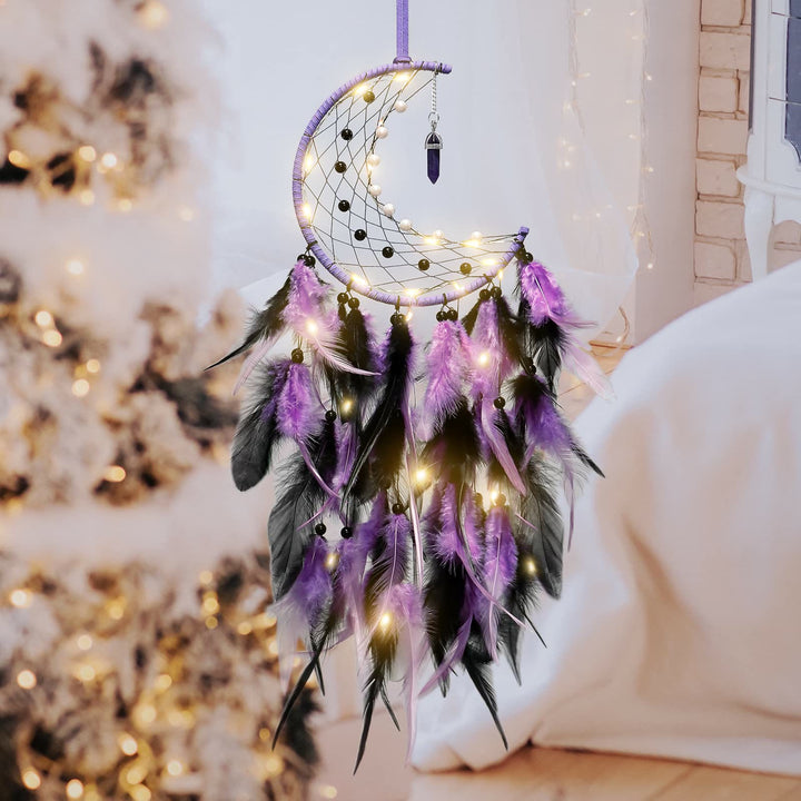 Olivenorma Amethyst Obsidian Moon Feather Dream Catcher - image 2