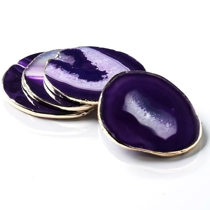 Olivenorma Blue Agate Coaster Gemstone Decoration - Purple - 3.93"*4.72" - image 13