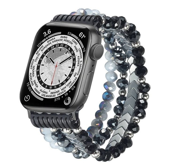 Olivenorma Alloy Arrow Crystal Beaded Watch Strap Bracelet - Black - 42-45mm - image 0
