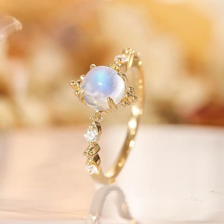 Olivenorma Moonstone White Zircon Light Luxury Simple Adjustable Ring - Moonstone&White Zircon - image 0