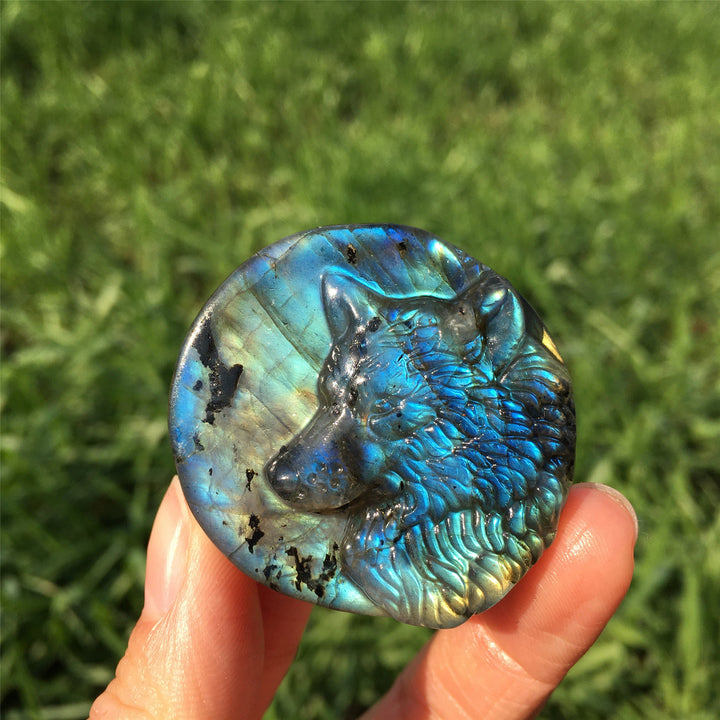 Olivenorma Natural Labradorite Wlof Totem Gemstone Decoration - image 6