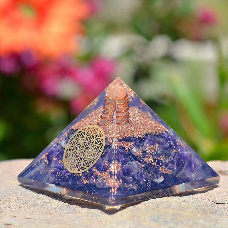 Olivenorma Amethyst Flower Of Life Orgone Pyramid - image 1