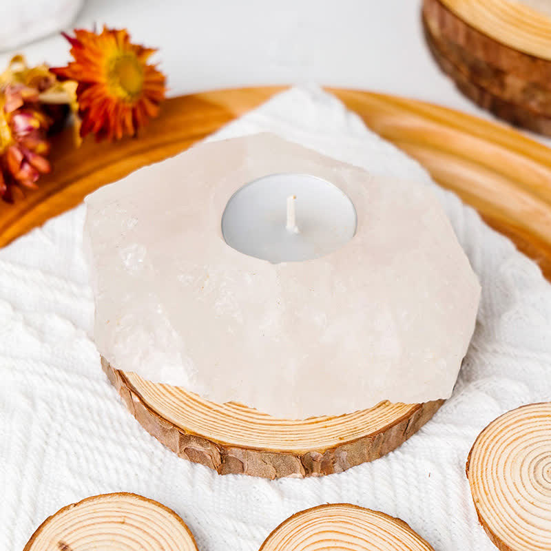 Olivenorma Natural Healing Crystal Candle Holder - Clear Crystal - image 4