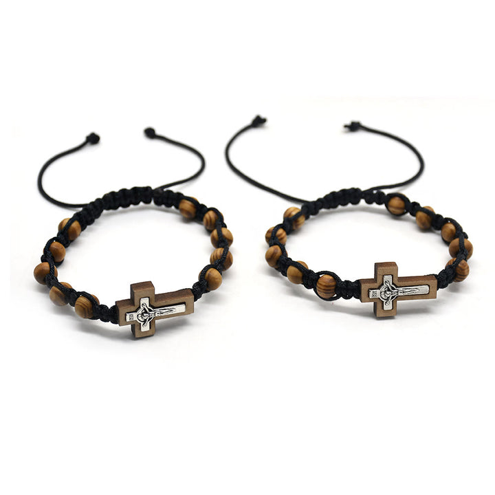 Olivenorma Cross Jesus Wooden Rosary Wrap Bracelet - image 7
